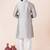 Grey plain dupion silk kurta churidar set for festive, reception, weddings