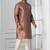 Brown plain dupion silk kurta for festive, reception, weddings