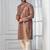 Brown plain dupion silk kurta for festive, reception, weddings