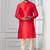 Red plain dupion silk kurta churidar set for festive, reception, weddings