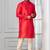 Red plain dupion silk kurta churidar set for festive, reception, weddings