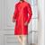 Red plain dupion silk kurta churidar set for festive, reception, weddings