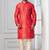 Red printed dupion silk kurta for festive, reception, weddings