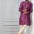 Purple printed dupion silk kurta for festive, reception, weddings