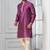 Purple printed dupion silk kurta for festive, reception, weddings