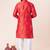 Red printed dupion silk kurta churidar set for festive, reception, weddings