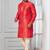 Red printed dupion silk kurta churidar set for festive, reception, weddings