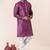 Purple printed dupion silk kurta churidar set for festive, reception, weddings
