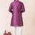 Purple printed dupion silk kurta churidar set for festive, reception, weddings