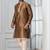 Brown printed dupion silk kurta for festive, reception, weddings