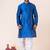 Blue plain dupion silk kurta for festive, reception, weddings