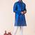 Blue plain dupion silk kurta for festive, reception, weddings
