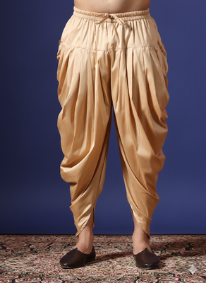 Beige plain cotton dhoti for festive, reception, weddings 1