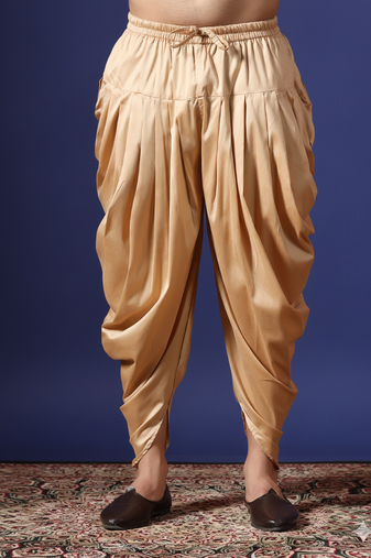 Beige plain cotton dhoti for festive, reception, weddings
