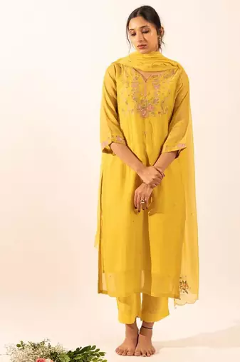 Mustard daydream kurta set with duppata