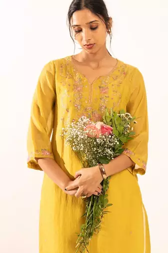Mustard daydream kurta set with duppata