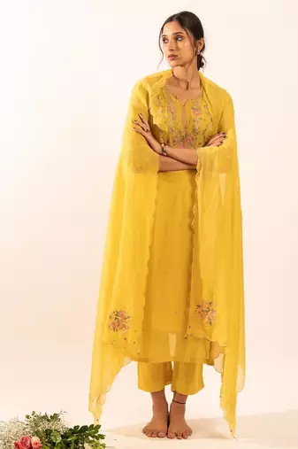 Mustard daydream kurta set with duppata
