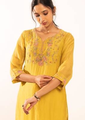 Mustard daydream kurta set with duppata 4
