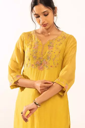 Mustard daydream kurta set with duppata