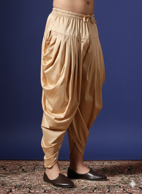Beige plain cotton dhoti for festive, reception, weddings 2