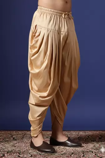 Beige plain cotton dhoti for festive, reception, weddings