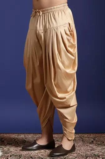 Beige plain cotton dhoti for festive, reception, weddings