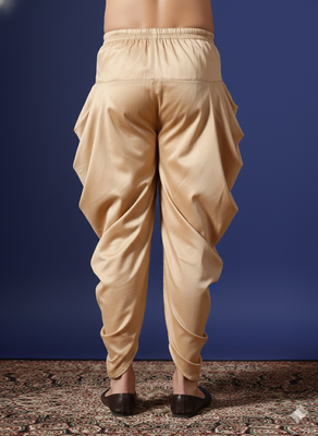 Beige plain cotton dhoti for festive, reception, weddings 4
