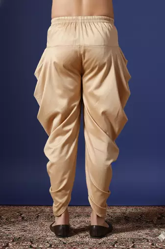 Beige plain cotton dhoti for festive, reception, weddings