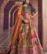 multicolor Banarasi Silk Blend Embroidered Sequin Lehenga choli