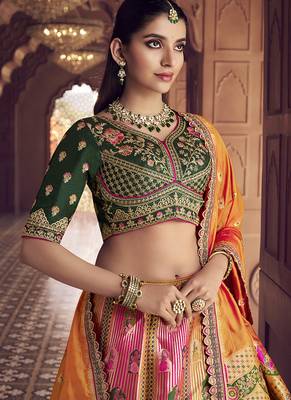 multicolor Banarasi silk blend Embroidered Sequin Lehenga choli 2