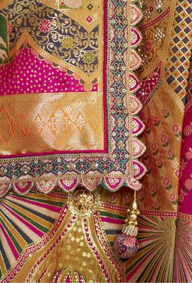 multicolor Banarasi silk blend Embroidered Sequin Lehenga choli 4