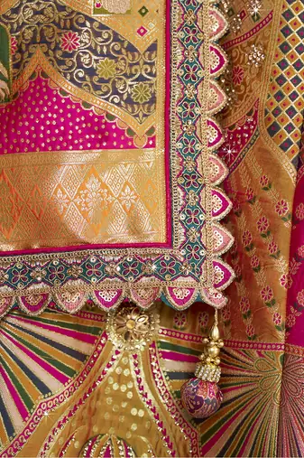 multicolor Banarasi silk blend Embroidered Sequin Lehenga choli