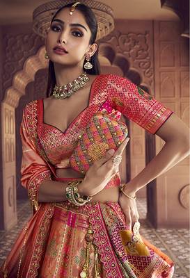 multicolor Banarasi silk blend Embroidered Sequin Lehenga choli 2
