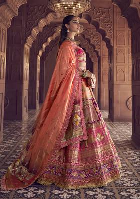 multicolor Banarasi silk blend Embroidered Sequin Lehenga choli 3