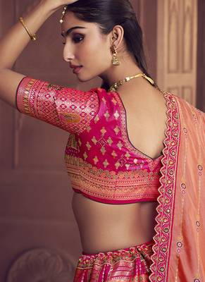 multicolor Banarasi silk blend Embroidered Sequin Lehenga choli 4