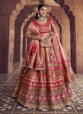 multicolor Banarasi silk blend Embroidered Sequin Lehenga choli 1