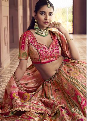 multicolor Banarasi silk blend Embroidered Sequin Lehenga choli 2