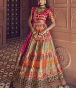 multicolor Banarasi Silk Blend Embroidered Sequin Lehenga choli