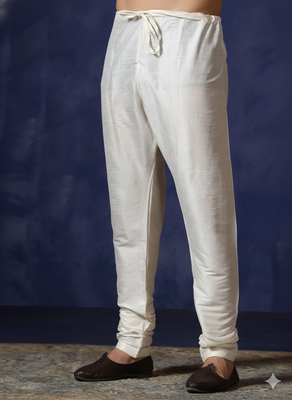 White plain dupion silk churidar for festive, reception, weddings 2