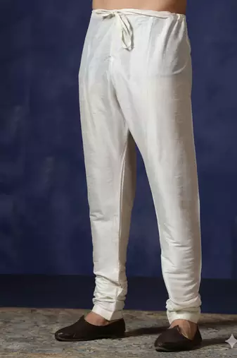 White plain dupion silk churidar for festive, reception, weddings