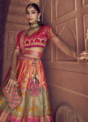 multicolor Banarasi silk blend Embroidered Sequin Lehenga choli 2