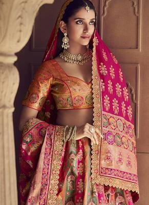 multicolor Banarasi silk blend Embroidered Sequin Lehenga choli 2