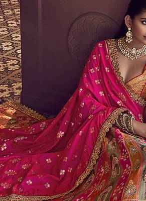 multicolor Banarasi silk blend Embroidered Sequin Lehenga choli 3