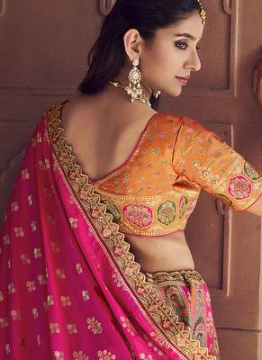 multicolor Banarasi silk blend Embroidered Sequin Lehenga choli 4