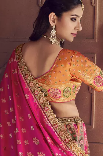 multicolor Banarasi silk blend Embroidered Sequin Lehenga choli