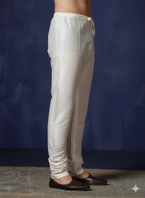White plain dupion silk churidar for festive, reception, weddings 3