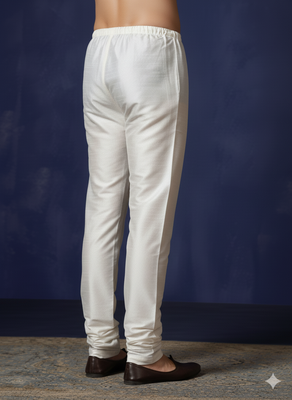 White plain dupion silk churidar for festive, reception, weddings 4