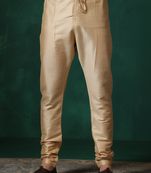 Beige plain dupion silk churidar for festive, reception, weddings