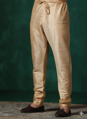 Beige plain dupion silk churidar for festive, reception, weddings 2