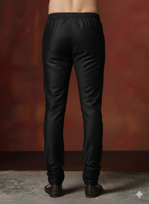 Black plain dupion silk churidar for festive, reception, weddings 4